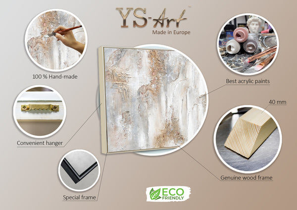 Acryl Kunstwerk Struktur Modern Weiß Gold Wanddeko