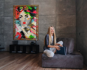 Acryl Strukturmalerei Gesicht Relief bunt Farbe modern