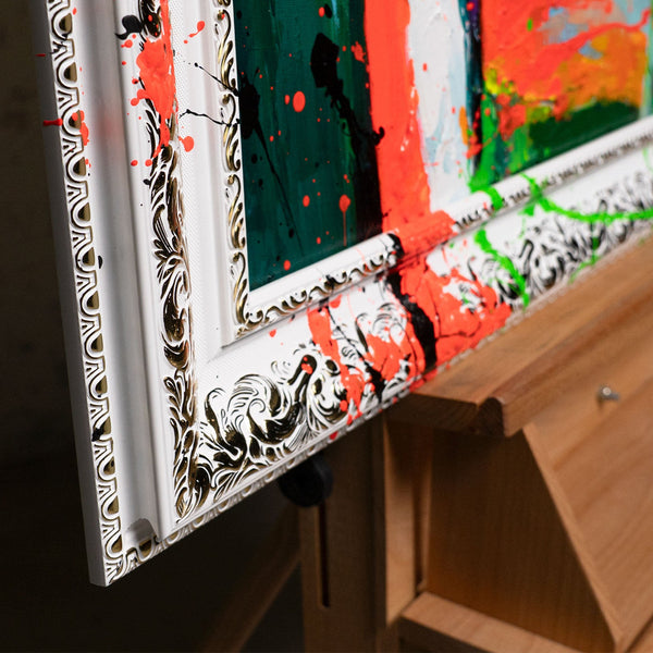 Farbflächen Orange Rot handgemaltes Acryl Leinwandbild