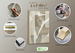 Handgemaltes Leinwandbild Beige Grau geometrische Struktur