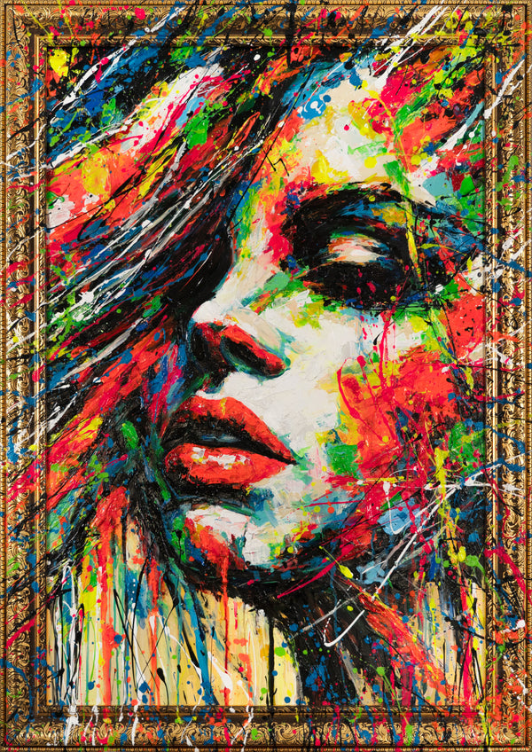 Leinwandbild Acryl abstrakt bunt Porträt handgemalt