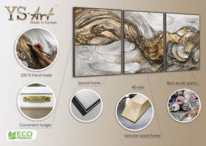 Leinwandbild Gold Grau Acryl Reliefstruktur Detail Kunst