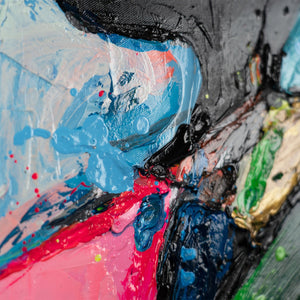 Moderne Wandkunst Portrait Acrylbild Neonfarben Struktur