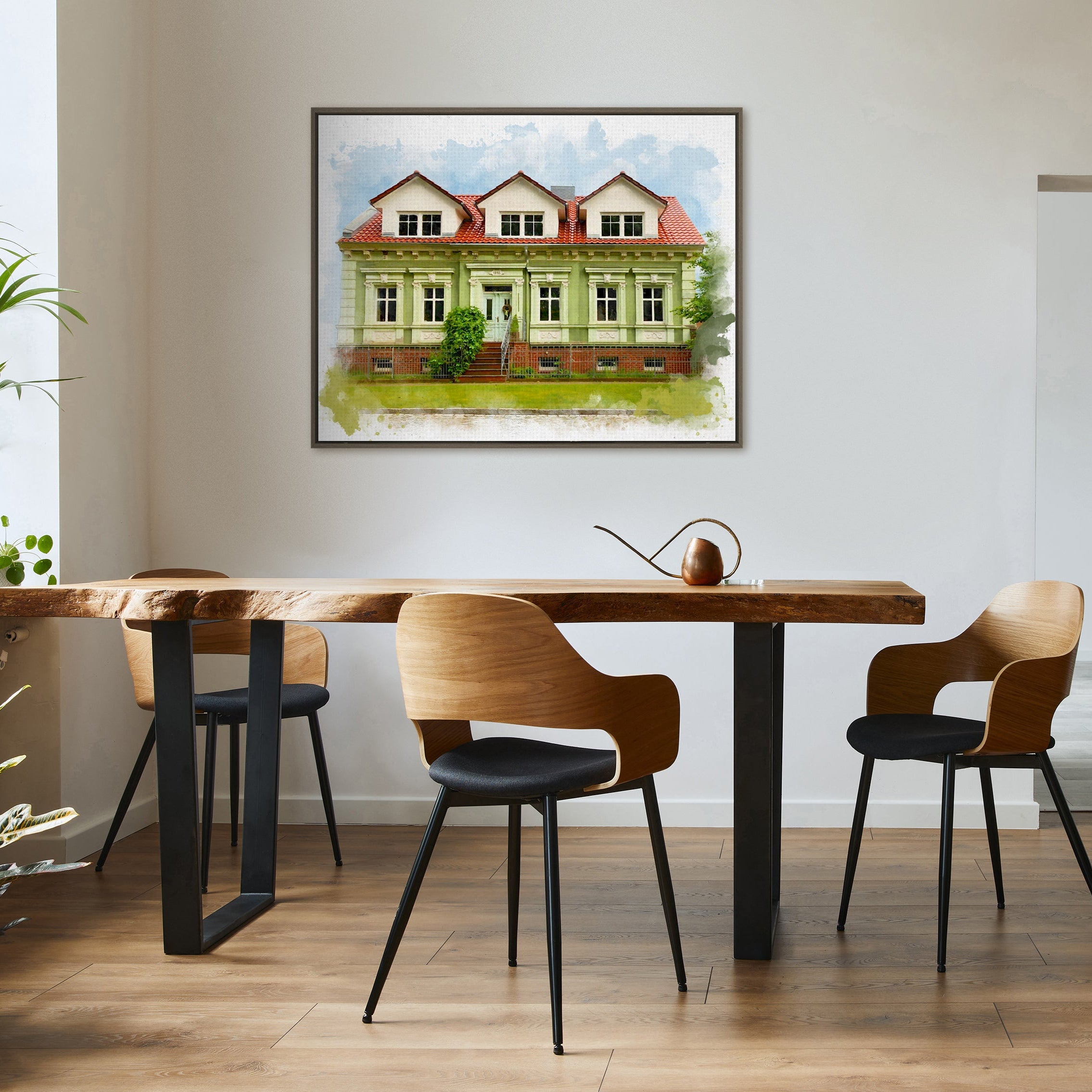 Yihui Arts Weiße Blumenmalerei Auf Leinwand – Handbemalt, Graues Design Mit Goldfolie