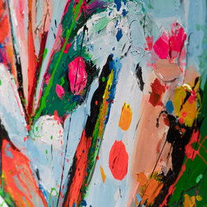 Pinselstriche in kräftigen Farben abstrakte Acrylkunst Detail