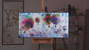 Colourful canvas art with frame "Free flight"