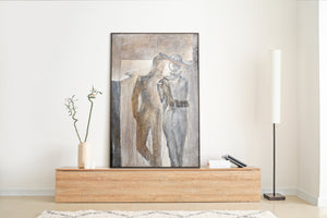 Framed handmade romantic painting "Couple"