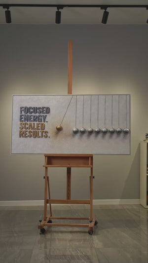 Focused Energy – handgemaltes Motivationsbild fürs Büro mit 3D-Relief, 140 × 70 cm