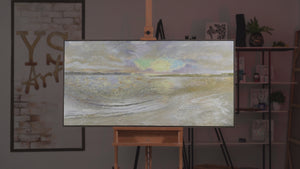 Abstrakte landschaftsmalerei handgemalt "Meer Dämmerung"