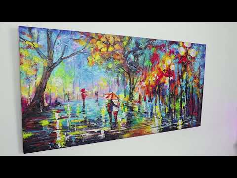 Handgemalte acrylbilder modern "Herbstliche Allee"