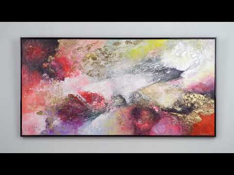 Acrylgemälde auf leinwand, gemälde mit rahmen "Heller Garten"