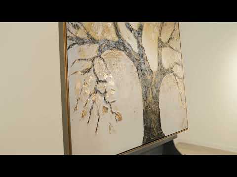Wanddeko Handgemaltes modernes Kunstwerk auf Leinwand mit Rahmen Baum des Reichtums und des Wohlstands