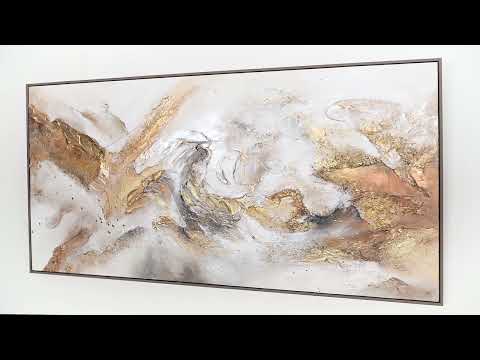 "Handmade Painting with Frame 'Consonance' – Abstract Art with Gold"
