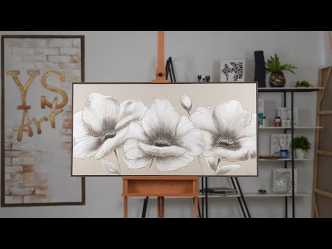 Modern art acrylic painting with frame "Flowers II"
