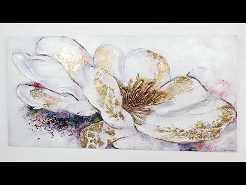 Blumenbilder acryl auf leinwand "Goldene Pfingstrose"