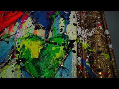Handgemalte Gemälde mit Rahmen moderne Wanddeko Wohnzimmer "Palette der Liebe"