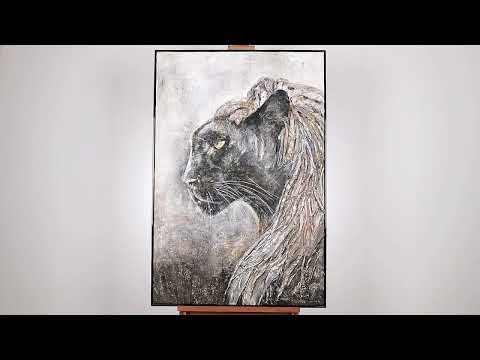 Moderne tiere gerahmte bilder "Baghira" 120x80cm