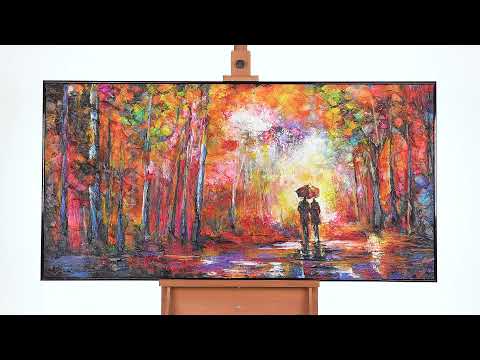 Gerahmte bilder handgemalt  für wohnzimmer groß "Romance"