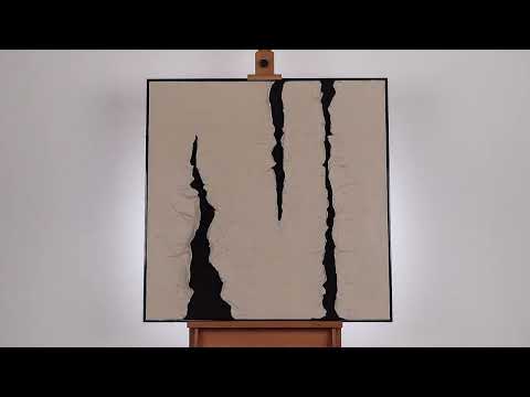 Handgemaltes abstraktes Kunstwerk auf Leinwand - Schwarz-Weißes Acrylbild