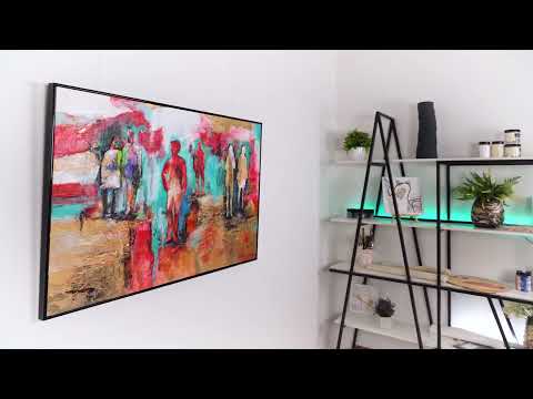 Gerahmte bilder mit strukturpaste "Im Park" 120x80cm