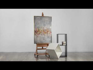 Buntes Abstraktes Acrylgemälde mit Rahmen Heller Horizont