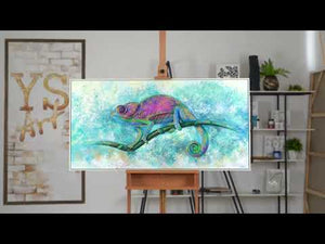 Modern wall painting with frame "Iguana"