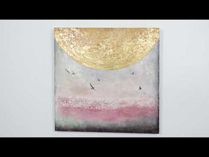 Abstract Art Paintings – Hand-painted canvas painting with gold accent
