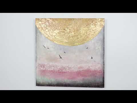 Abstract Art Paintings – Hand-painted canvas painting with gold accent