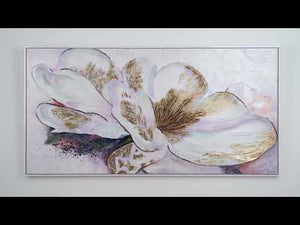 Gemälde Blumen "Goldene Pfingstrose" Acrylbilder Blumen für Modernes Wohnzimmer