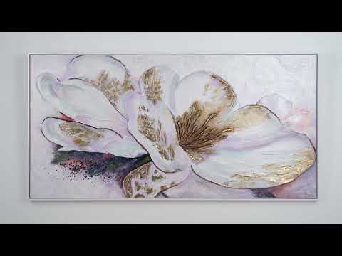 Gemälde Blumen "Goldene Pfingstrose" Acrylbilder Blumen für Modernes Wohnzimmer