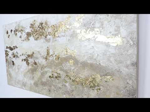 Acrylbilder abstrakt modern, handgemalte leinwandbilder mit Rahmen "Glänzendes Gold"
