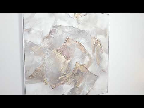 Abstraktes Leinwandbild mit Rahmen - Moderne Kunst in dezenten Erdtönen