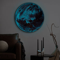 Leuchtendes Acryl Gemälde in Planetform "Venus" Abstrakte Kunst