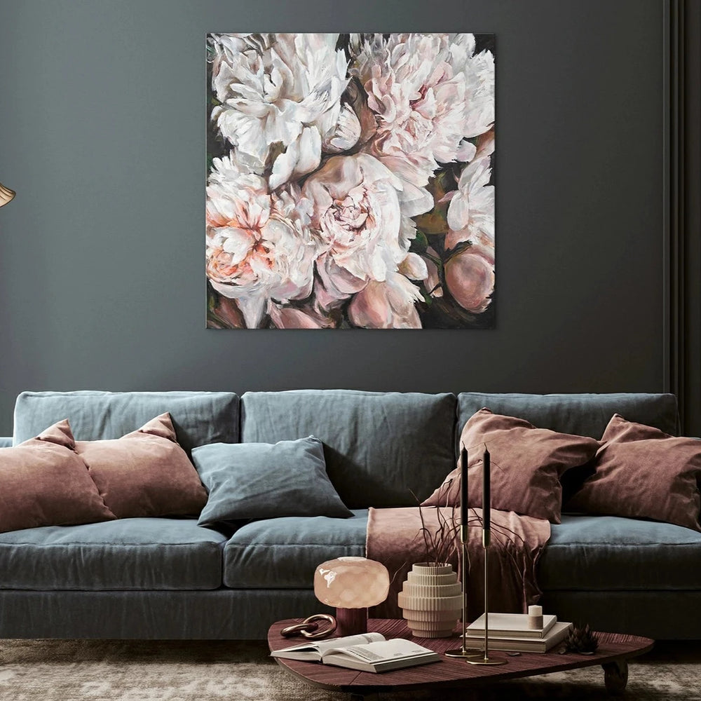 Blumenbilder acryl auf leinwand "Pfingstrosen Strauß"